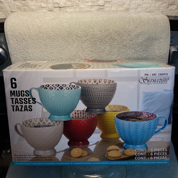 Signature Footed Coffee mugs. New in box. Set of 6 - Picture 1 of 10